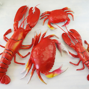 仿真龙虾模型 塑料假螃蟹海鲜动物玩具摆设饭店蔬菜摆设装饰品