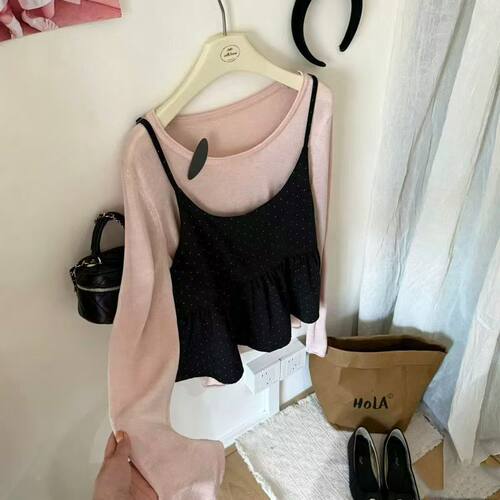 秋季韩系针织吊带女两件套减龄