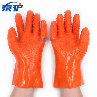 东亚807止滑手套 耐油耐酸碱耐高温工业劳保手套 浸塑PVC防滑手套