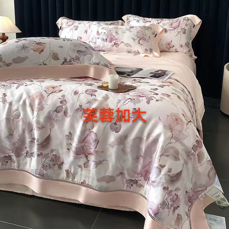 进口LF级数码印花单件冰丝花卉床上用品夏被空调被兰精天丝夏凉被