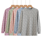 老年人纯棉单件秋衣女士中领棉毛衫 加肥加大200斤妈妈保暖衣 上衣