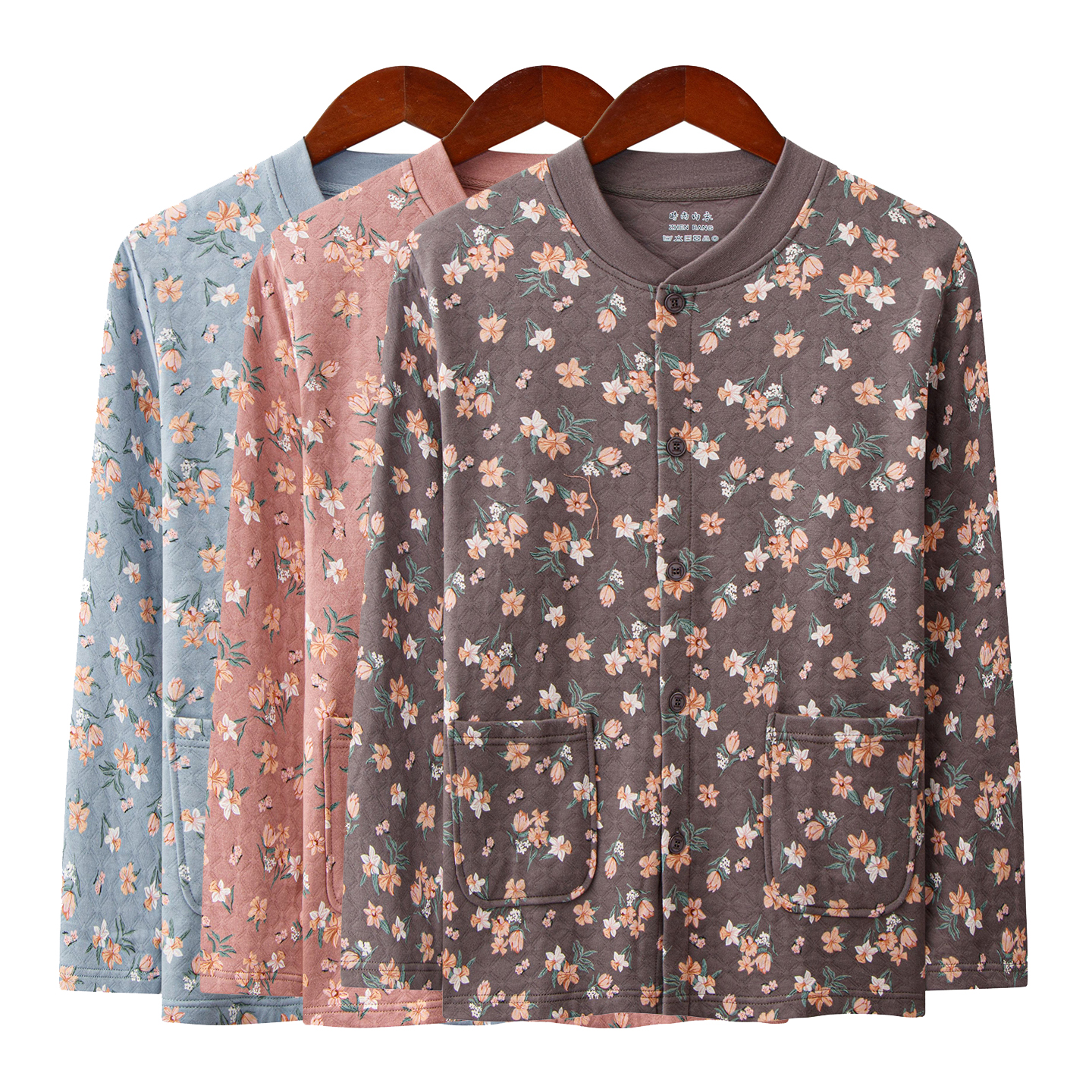 中老年三层中厚开衫上衣