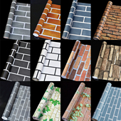 餐饮饭店理发店砖纹自粘壁纸墙纸防水防潮墙贴背景墙贴纸砖块装 饰