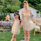 亲子泳衣母女连体裙式 甜美吊带网红可爱女童中小童宝宝儿童泳装