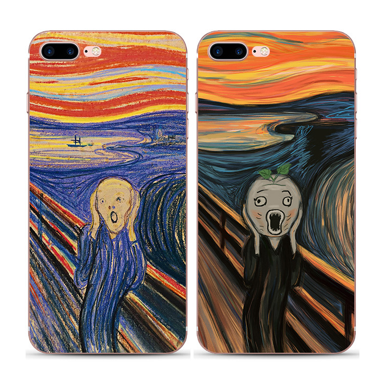 创意艺术世界名画呐喊适用苹果6手机壳iphonex/8/7/6s/plus/5软壳