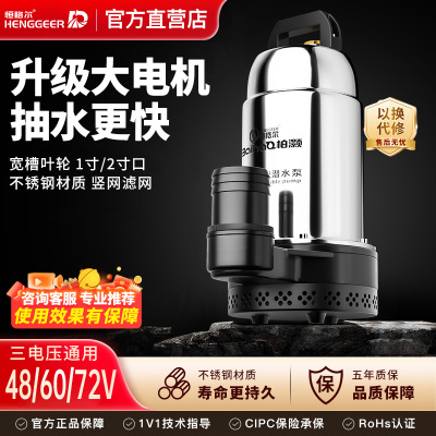 直流潜水泵12V抽水机24V48V60V伏电动车电瓶车农用小型家用抽水泵