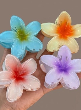 鸡蛋花度假风抓夹女花朵发抓发饰2025新款彩色多色头饰海边出片风