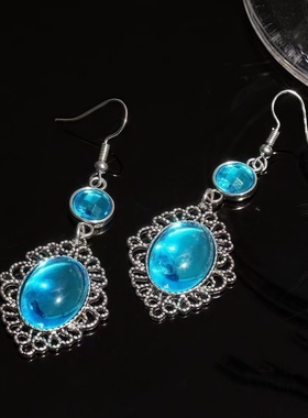 波西米亚民族风耳钉新中式复古蓝色高级感气质耳环2025新款女耳饰