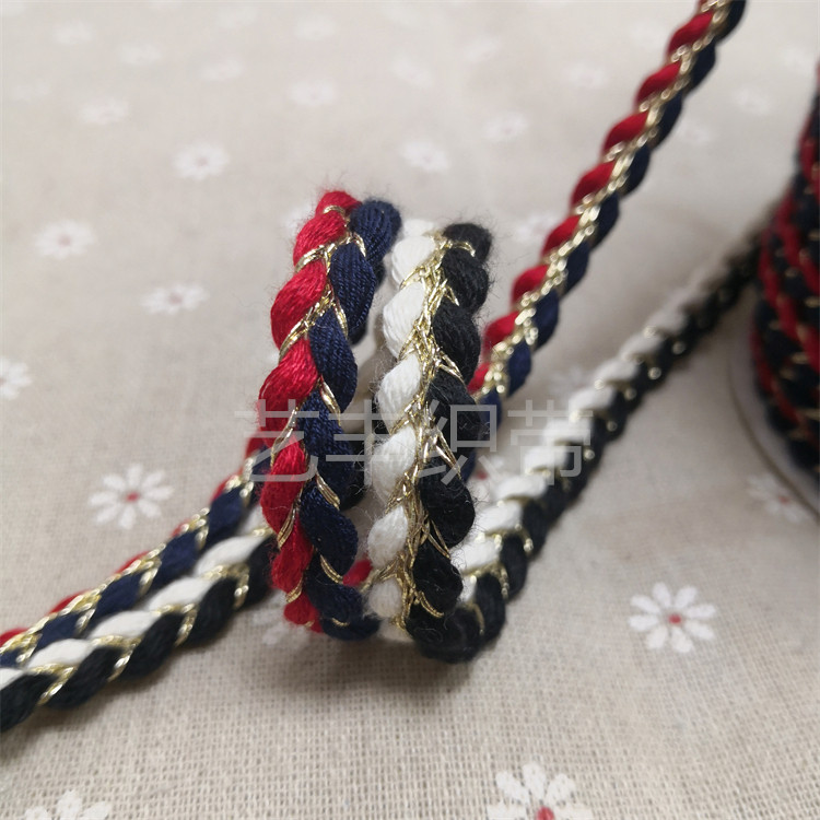 0.7cm宽双色小香风金丝棉纱服装镶边花边织带 白金黑金红白蓝拼色,服饰配件/皮带/帽子/围巾,DIY编织材料包,淘宝优惠券,粉丝福利购,淘宝优惠卷