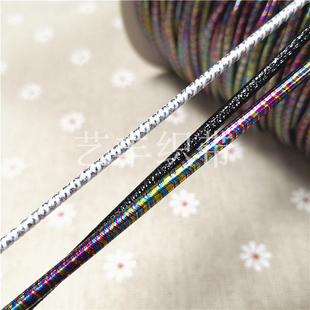 新款弹力绳间色圆橡筋彩色跳点圆橡筋金银丝橡根绳羽绒服松紧抽绳