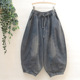 春季 宽松BF风休闲裤 裤 大码 子水洗磨白阔腿萝卜裤 做旧哈伦垮裤
