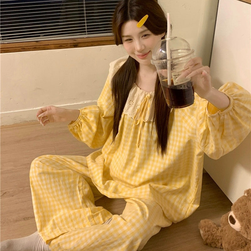 ins风韩版云朵棉睡衣女士春秋夏
