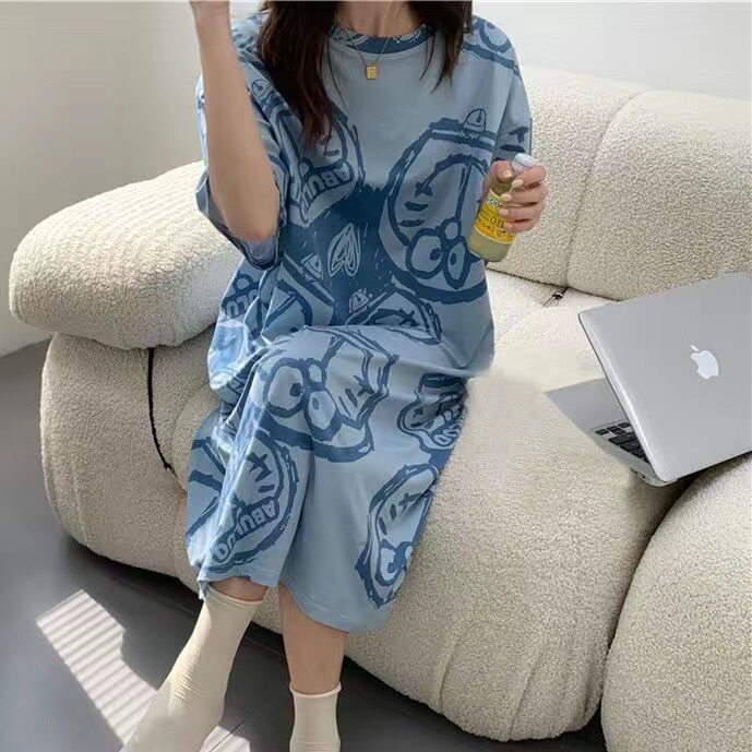 不掉色不起球莫代尔棉夏季睡裙女