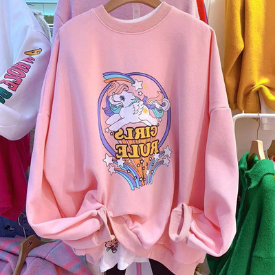 b/19卫衣女秋季宽松韩版2021新款潮ins春秋学生大码外套圆领上衣