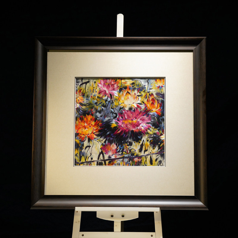 花卉装饰画手工刺绣挂画玄关画