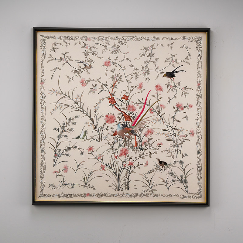 苏绣祥瑞锦鸡中古风玄关入户挂画
