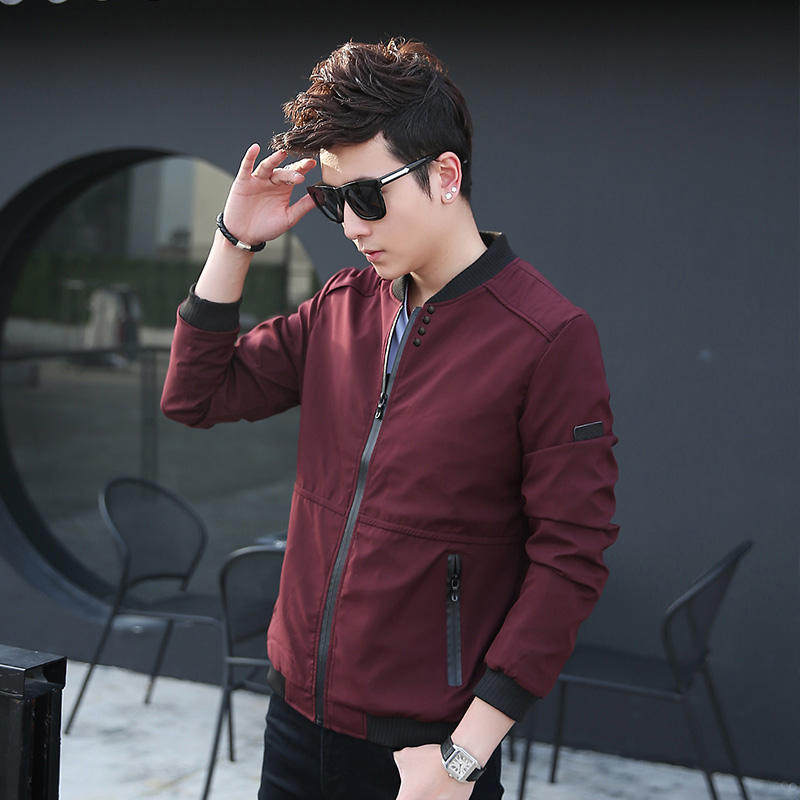 春秋男士休闲夹克外套韩版修身青少年棒球服上衣潮流帅气学生茄克