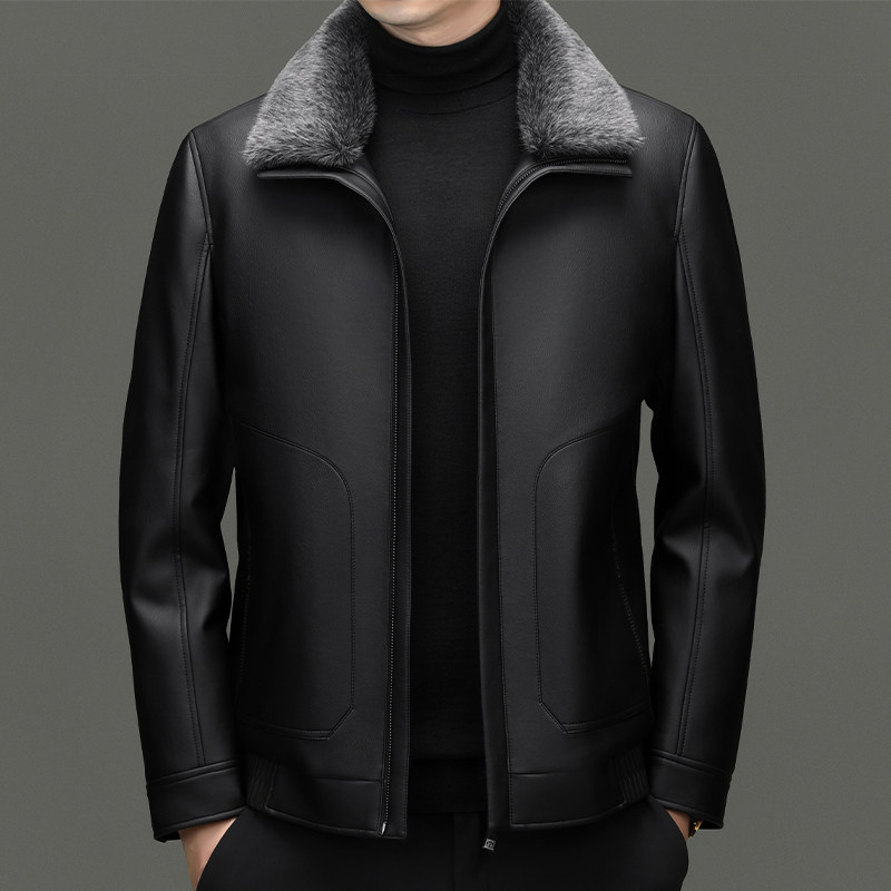 秋冬男白鸭绒真皮羽绒服皮衣外套青年可脱毛领皮袄保暖加厚风衣