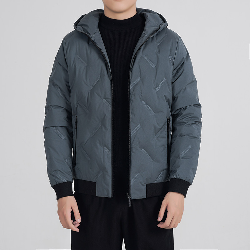 秋冬男士白鸭绒羽绒服连帽外套青年潮牌保暖轻薄派克服短款羽绒衣