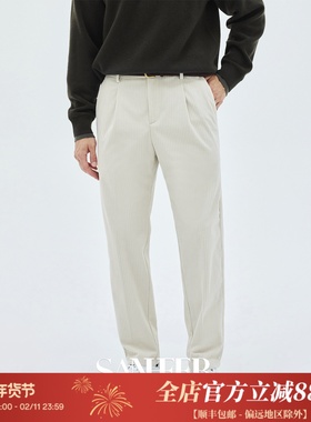 【意式绅士】高档棉感抗皱灯芯绒面料 秋冬单褶直筒休闲裤 DBL094
