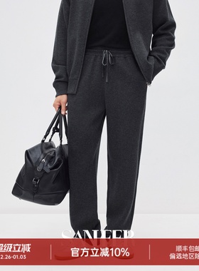 【极简极奢】高档厚款羊毛羊绒混纺 松紧腰直筒针织休闲裤 DBL131