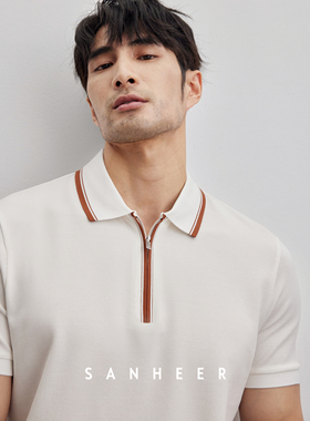 意式优雅老钱风 高端桑蚕丝棉珠地 男士翻领短袖T恤POLO衫 DAT898