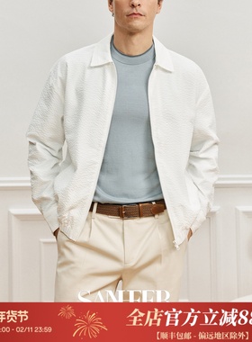 【白色恋歌】轻盈透气泡泡纱 春夏季轻量便携翻领夹克外套 DAJ377