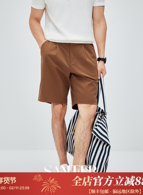 【极简松弛裤】高档莱赛尔棉弹力面料 宽松单褶休闲五分裤 DBL115