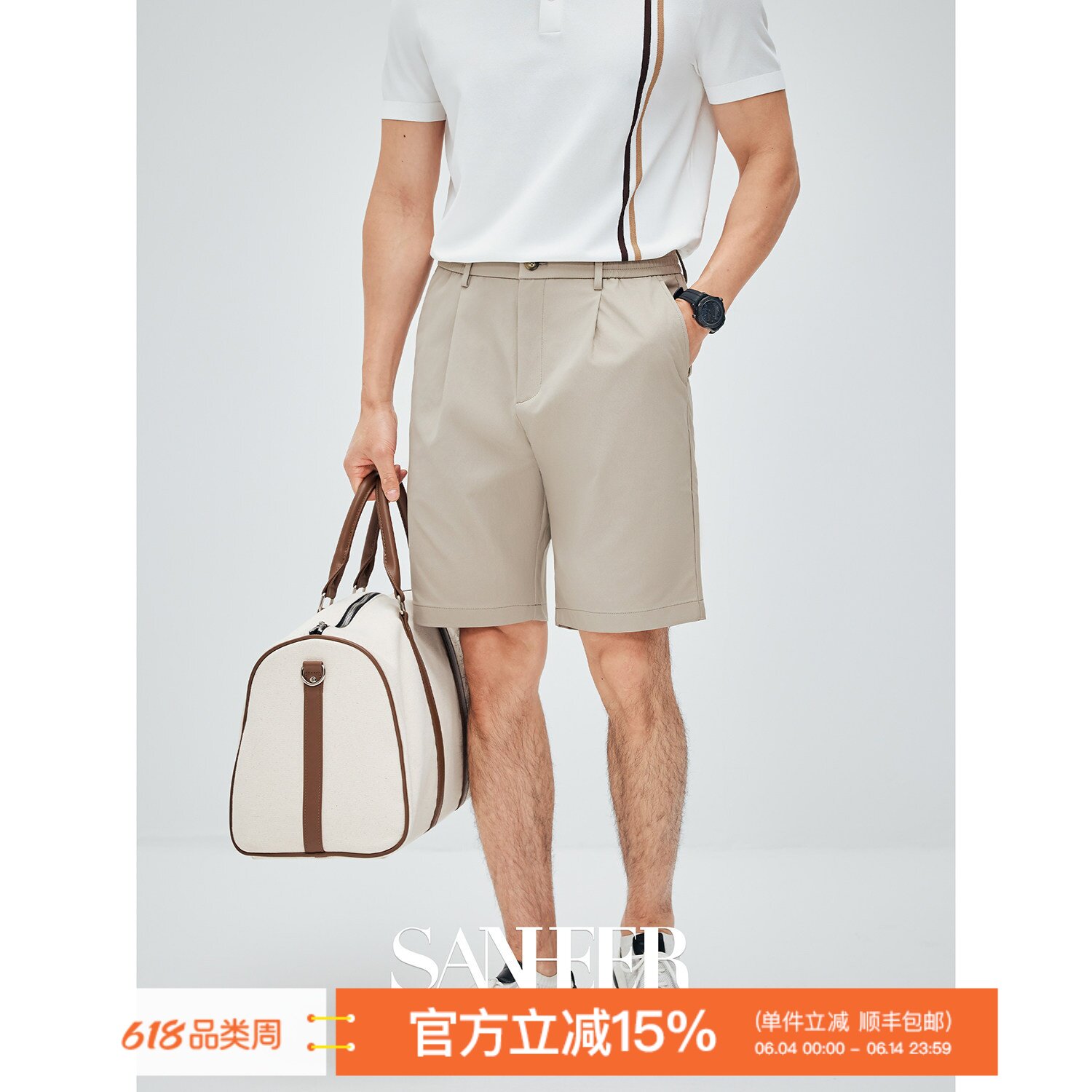 【轻松自在】轻量抗皱棉感面料 夏季松紧腰部男士休闲短裤 DBL070