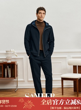 冬季休闲BI入防风保暖加绒加厚面料 男士休闲运动连帽套装 DBL999