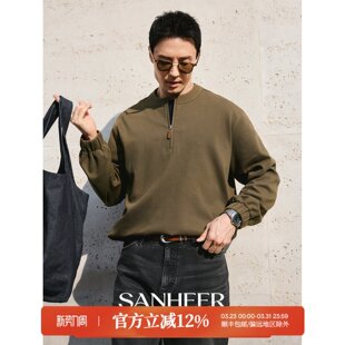 下摆松紧半拉链圆领卫衣 高品质斜纹棉质面料 DAW321 时髦单品