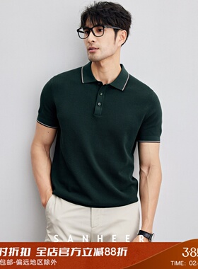 高端绅士男装 珠地提花针织工艺 120S支棉夏季男士翻领T恤 DAT915