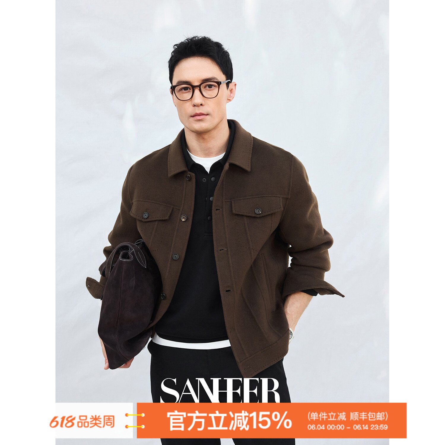 【雅致时尚】高品质纯羊毛手工双面呢 牛仔款夹克毛呢外套 DAF211