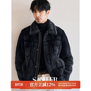 DAL136 哥本哈根紫标水貂印花工艺桑蚕丝内里皮草外套 SANHEER