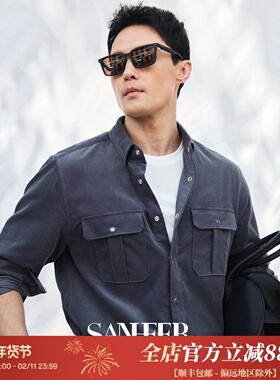 【绅士腔调】复古工装双口袋 高端进口纯棉灯芯绒长袖衬衫 DAH457