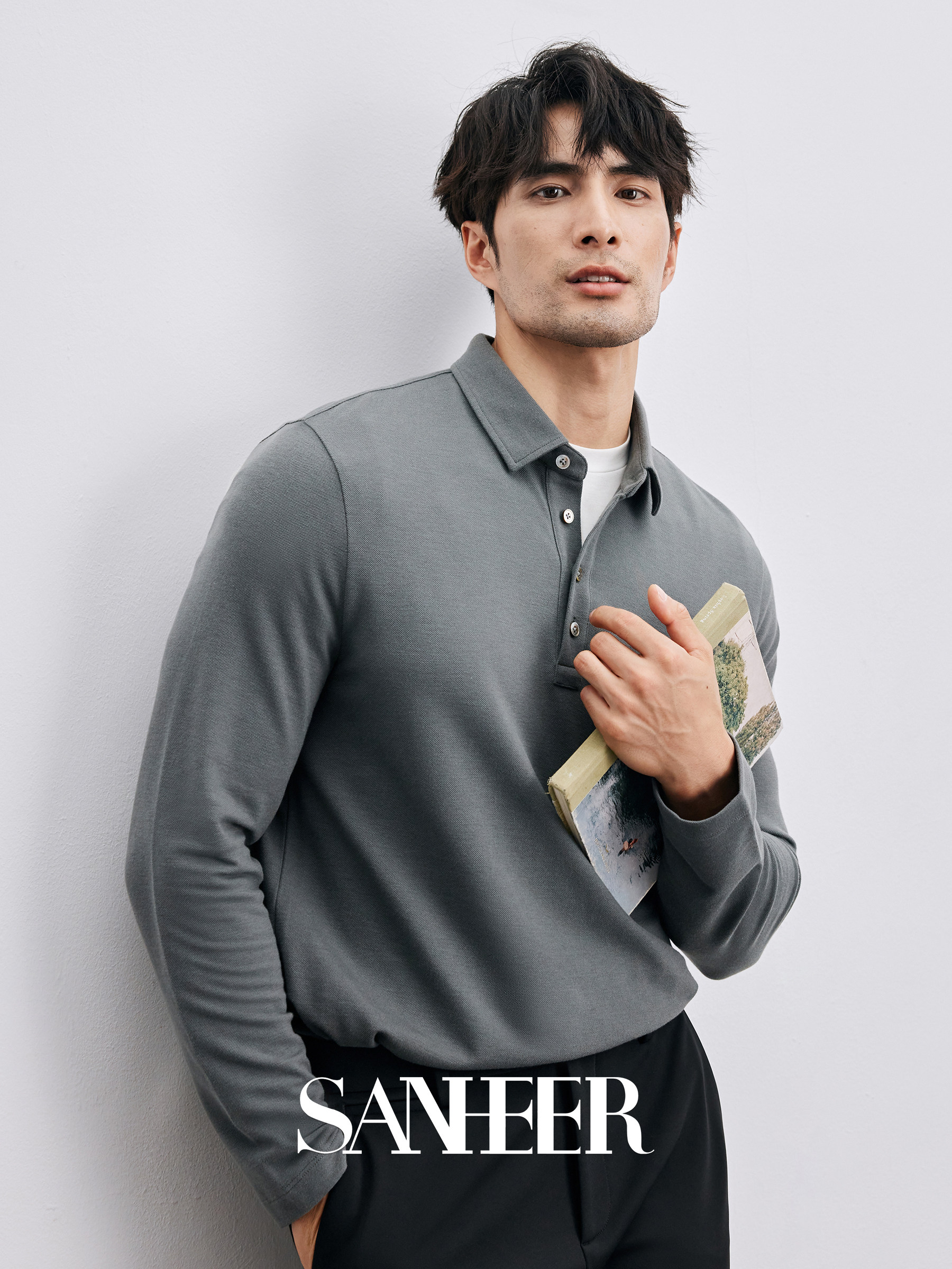 舒适莫代尔羊毛棉打底长袖T恤衫