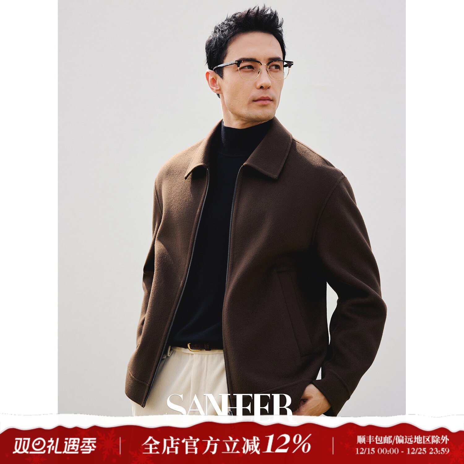 【意式老钱绅士】高端羊绒羊毛双面呢 纯手工毛呢夹克外套 DAJ382