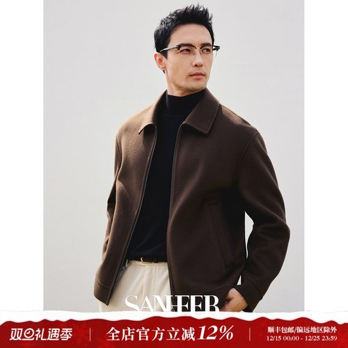 【意式老钱绅士】高端羊绒羊毛双面呢 纯手工毛呢夹克外套 DAJ382