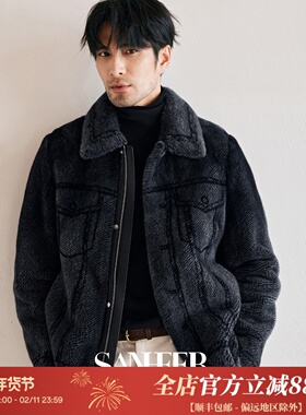 【SANHEER】哥本哈根紫标水貂印花工艺桑蚕丝内里皮草外套 DAL136