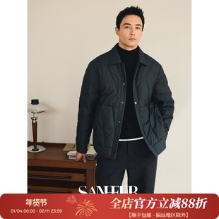 【优雅绅士】轻盈保暖白鹅绒 百搭翻领绗缝短款羽绒服外套 DAD325