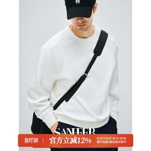 慵懒随性 圆领卫衣 莫代尔棉空气层 插肩袖 DAW316 双层下摆男士