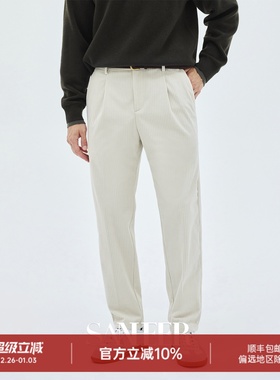 【意式绅士】高档棉感抗皱灯芯绒面料 秋冬单褶直筒休闲裤 DBL094