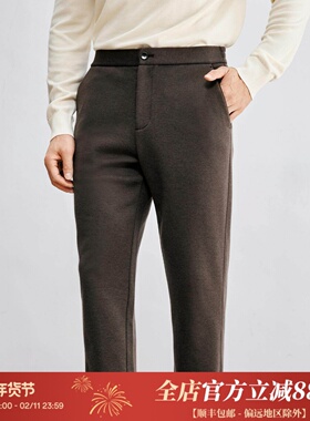 高端老钱风 针织羊毛复合丝柔保暖面料 松紧腰秋冬休闲裤 DBL096