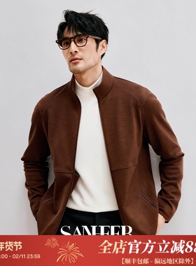 秋冬季休闲百搭 高端针织羊毛复合丝柔保暖面料 夹克外套 DAJ394