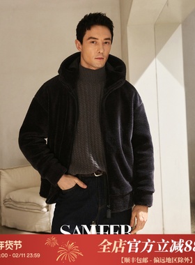 【极地北极熊】美丽奴纯羊毛颗粒羊羔绒 厚实防寒连帽夹克 DAJ404