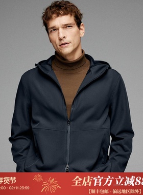 都市户外 抗皱免烫复合发热底 无缝贴胶内里连帽夹克外套 DAJ393