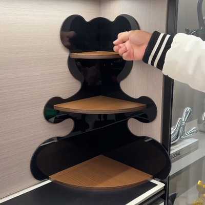 转角置物架厨房小熊造型桌面水杯咖啡杯收纳架餐桌旁茶具马克杯架