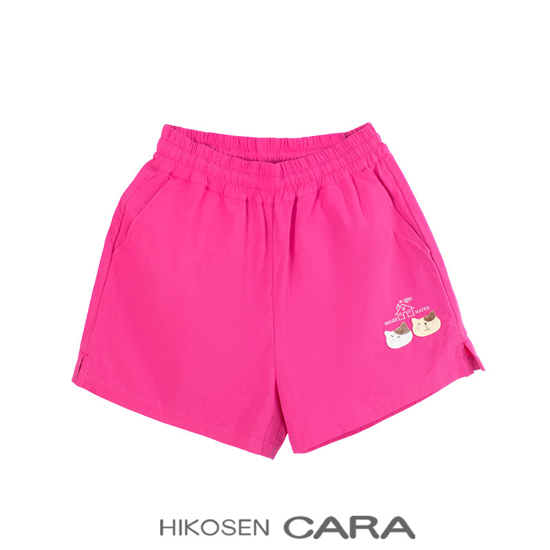 HIKOSEN CARA卡拉猫纯棉卡通刺绣宽松休闲短裤夏季百搭舒适运动裤