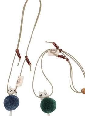 HIKOSEN CARA卡拉猫木质珠子毛衣项链可调节绳编吊坠服饰配件装饰