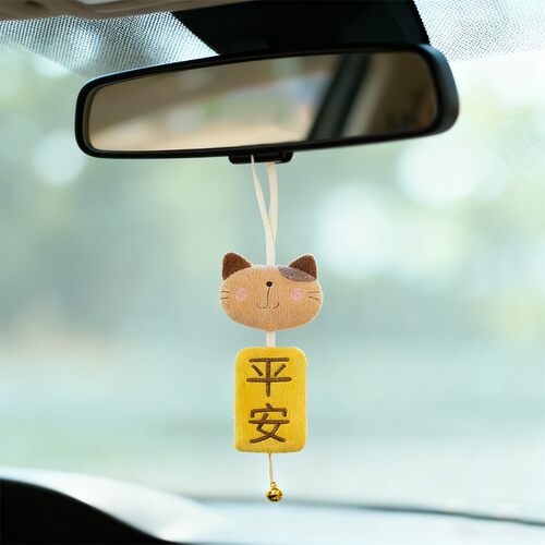 HIKOSEN CARA卡拉猫原创猫咪平安大吉挂件钥匙扣车内挂饰家居挂件